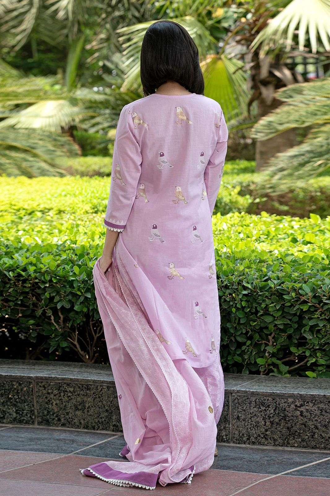 Women's Cotton Embroidered Straight Kurti with pant and Dupatta Set - Image 3