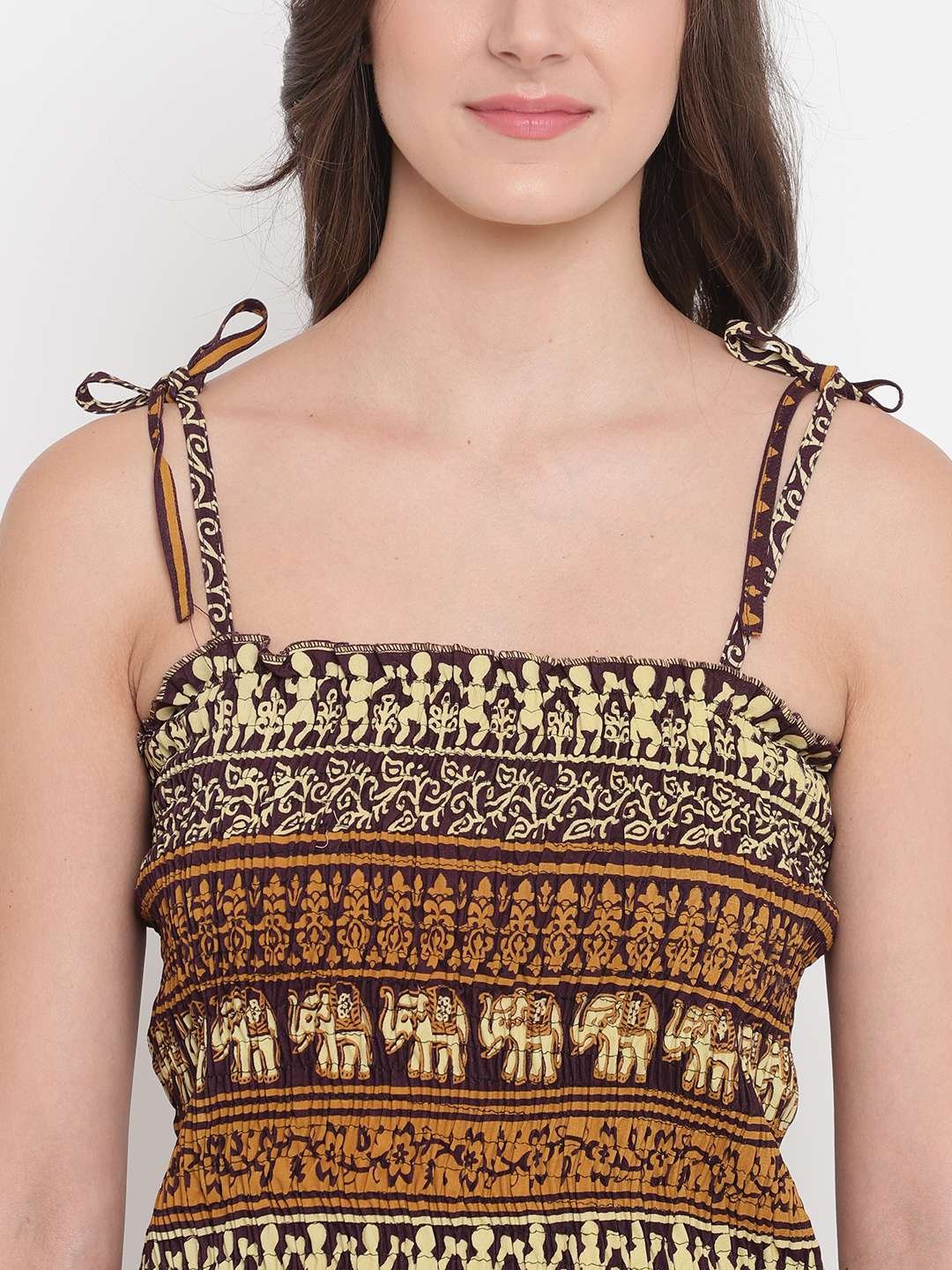Women's Rayon Printed Casual Summer Style Tie Shoulder Straps Free Size Tank Top ( Multi5) - Image 4