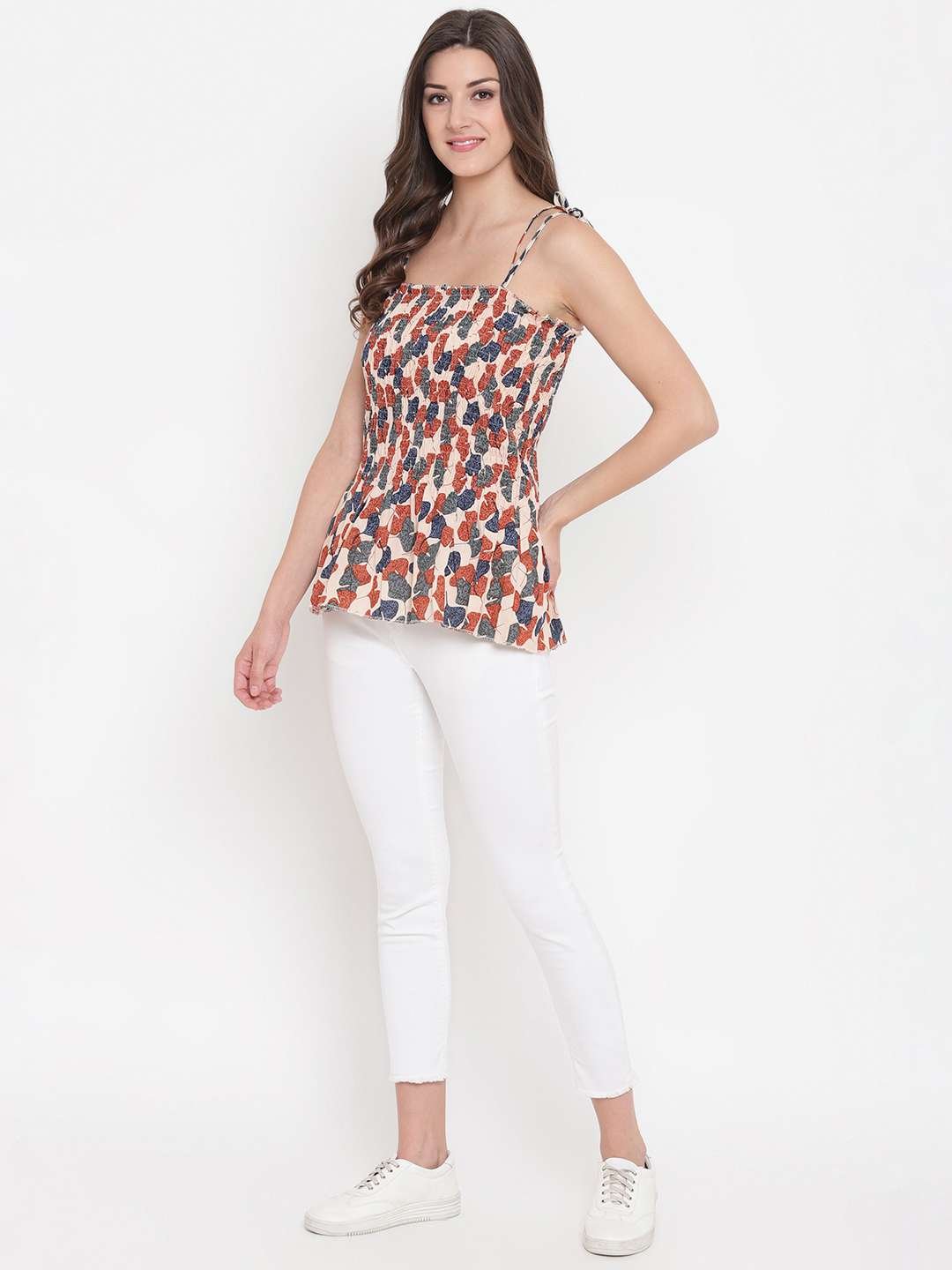 Women's Rayon Printed Casual Summer Style Tie Shoulder Straps Free Size Tank Top ( Multi11) - Image 3