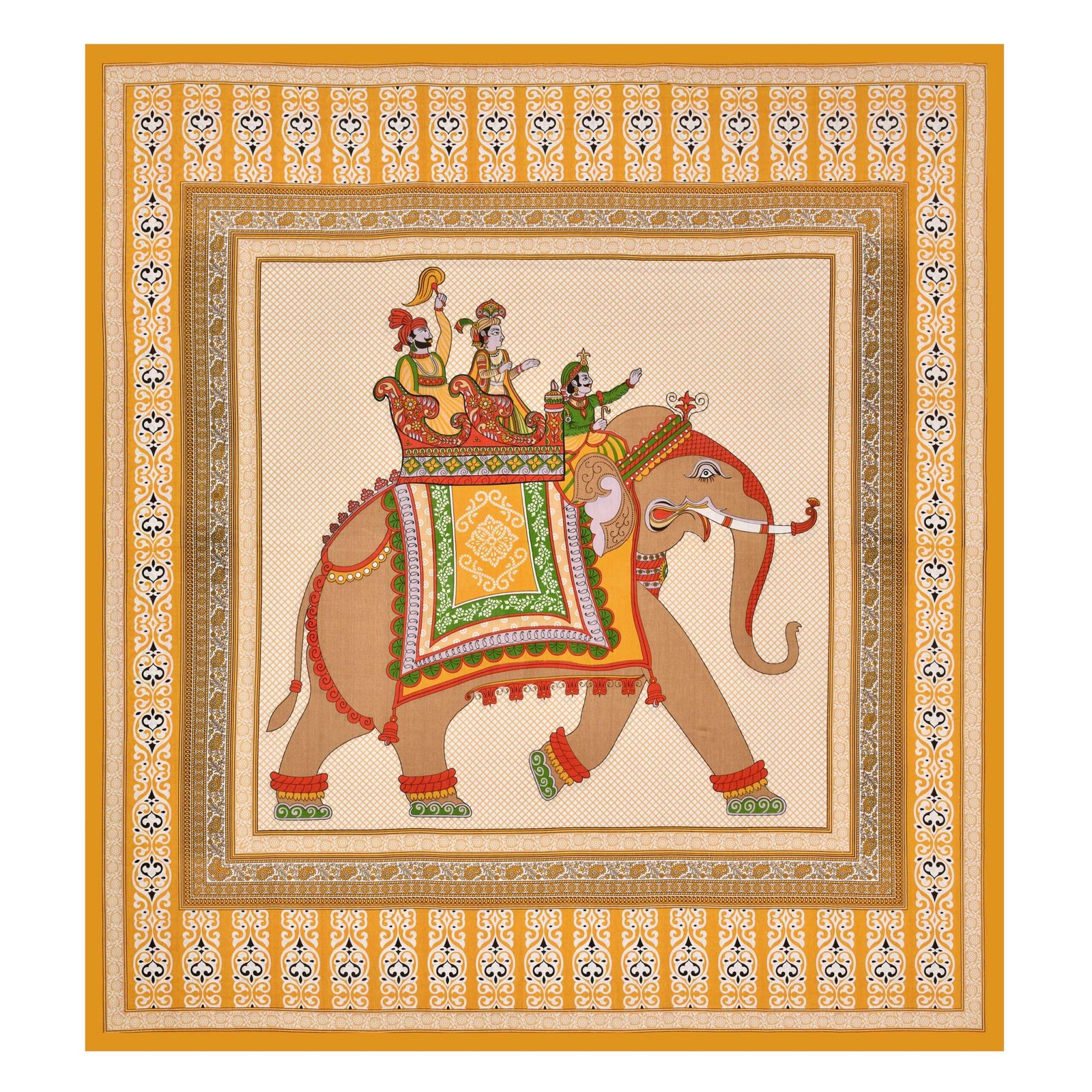 Rajasthani Traditionally Printed Cotton Doublebed Bedsheet With Pack of 2 Pillow Covers - Image 3