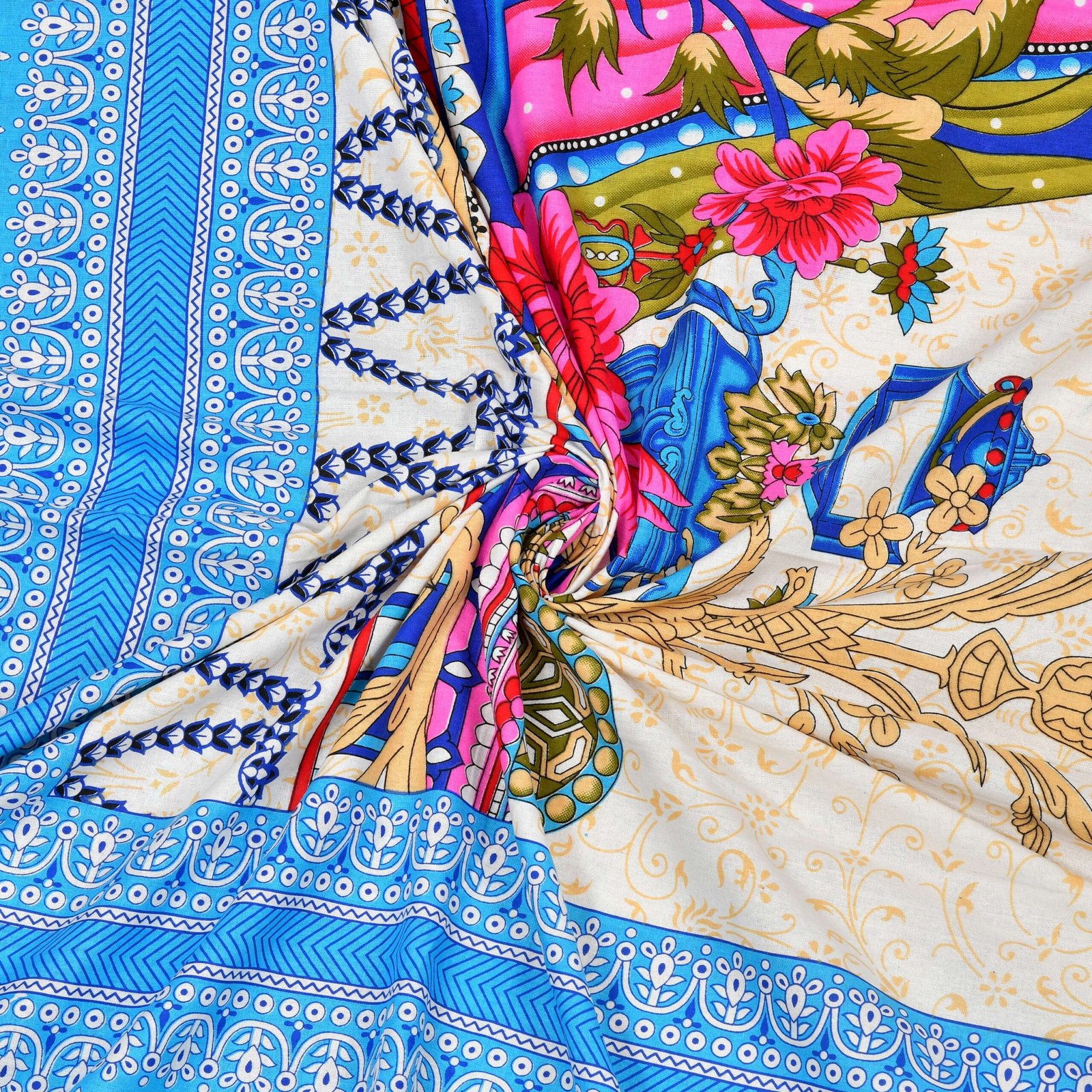 Rajasthani Traditionally Printed Cotton Doublebed Bedsheet With Pack of 2 Pillow Covers - Image 4